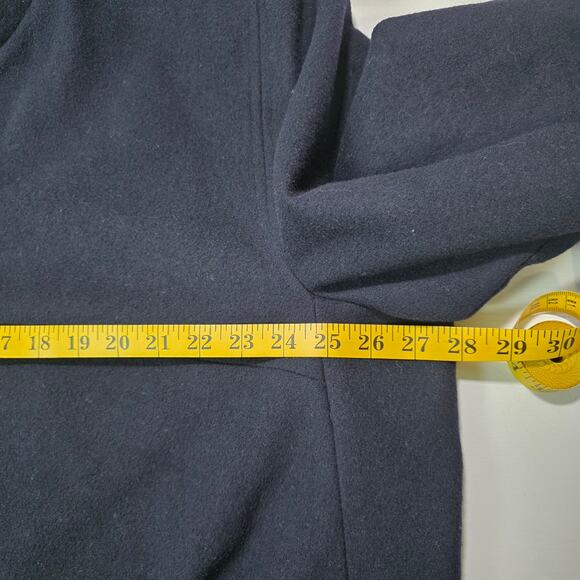 Hervé Benard 22W navy blue Wool Long Coat Women Plus Classic Winter Overcoat VTG - Picture 8 of 9